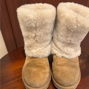 UGG Tan Sheepskin Ankle Boots